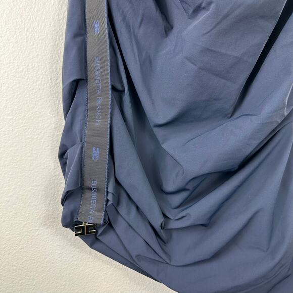 Elisabetta Franchi Mini Ruched Dress Blue Side Zipper Size 42 - Picture 6 of 13